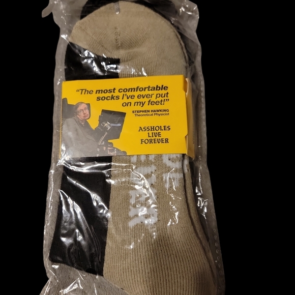 NEW Assholes Live Forever Colorblock Crew Socks, Unisex, Size 6-11 Black Cream - Picture 2 of 9